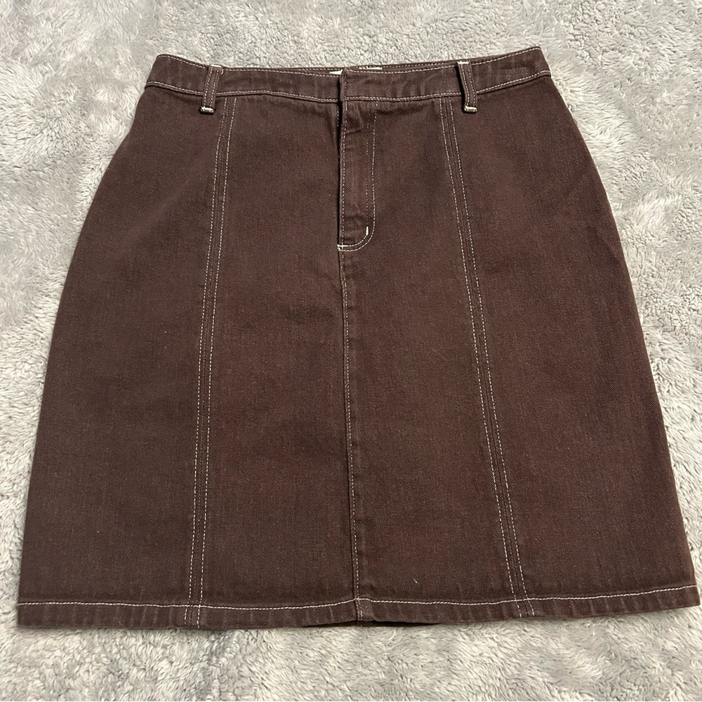 Vintage St. John’s Bay chocolate brown denim knee length skirt
